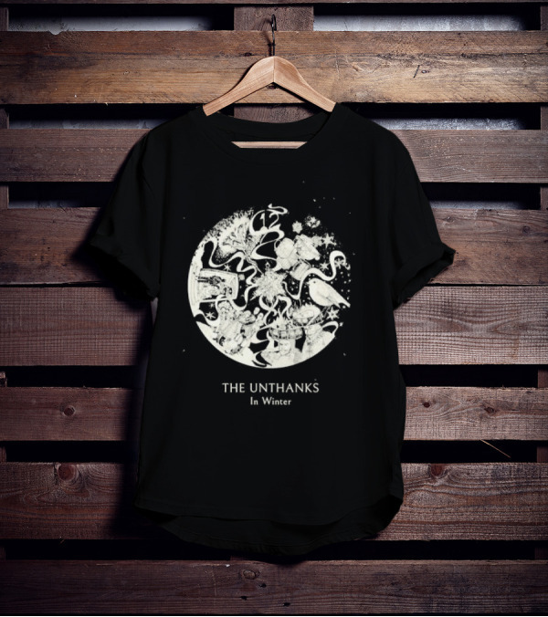 The Unthanks In Winter Snowy Circle With Bird And Holiday Symbols T-Shirt