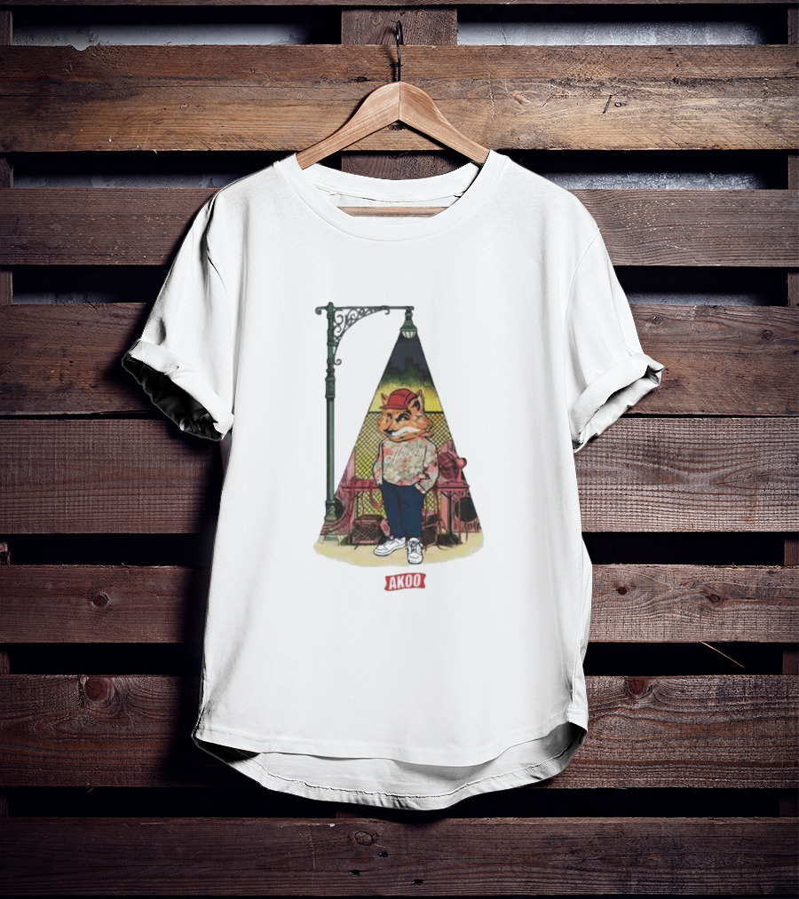 Block Party SS Akoo Streetwear Fox Character Under Lamp Post T-Shirt