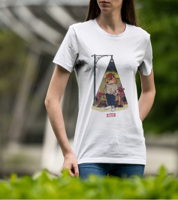 Block Party SS Akoo Streetwear Fox Character Under Lamp Post T-Shirt