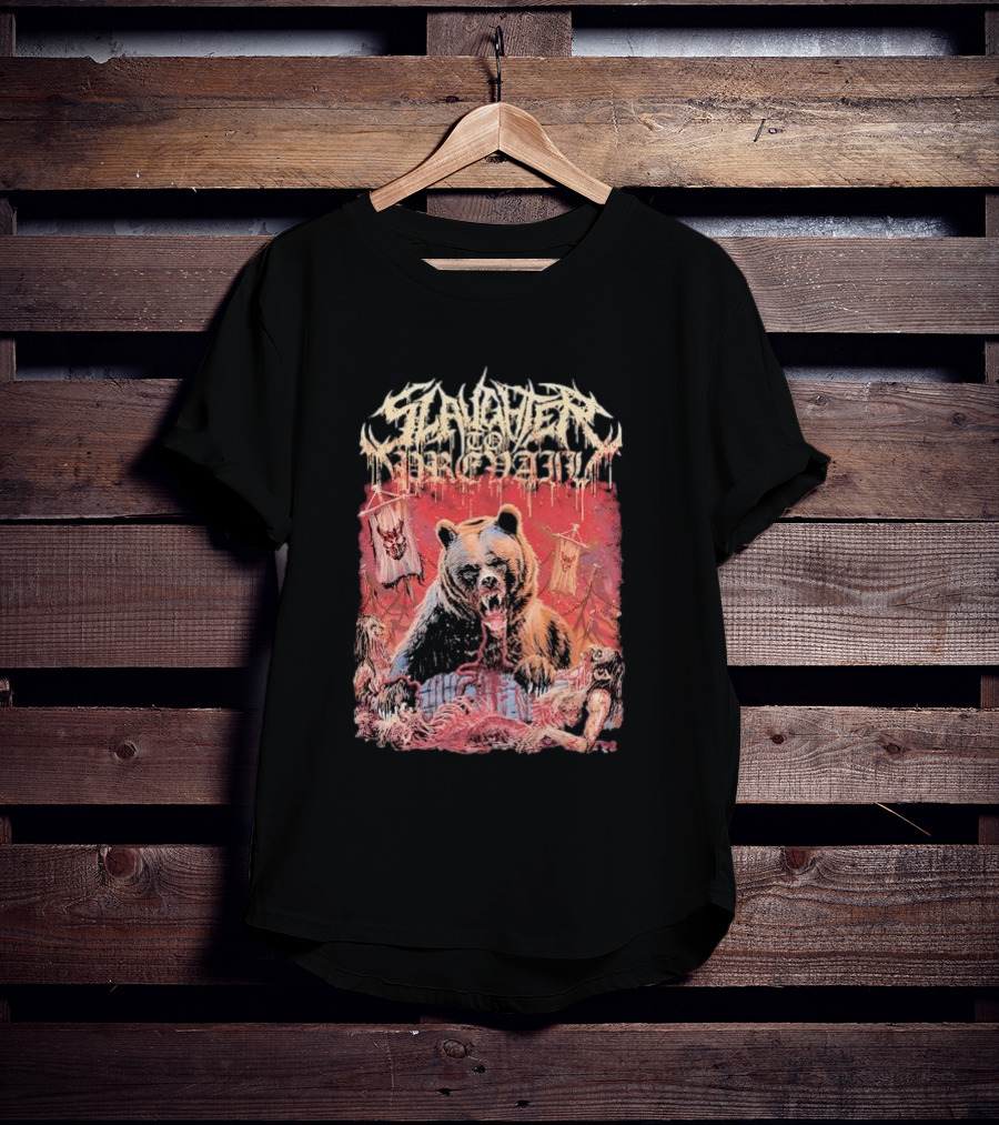 Slaughter To Prevail Bear With Blood-Soaked Banner Background T-Shirt