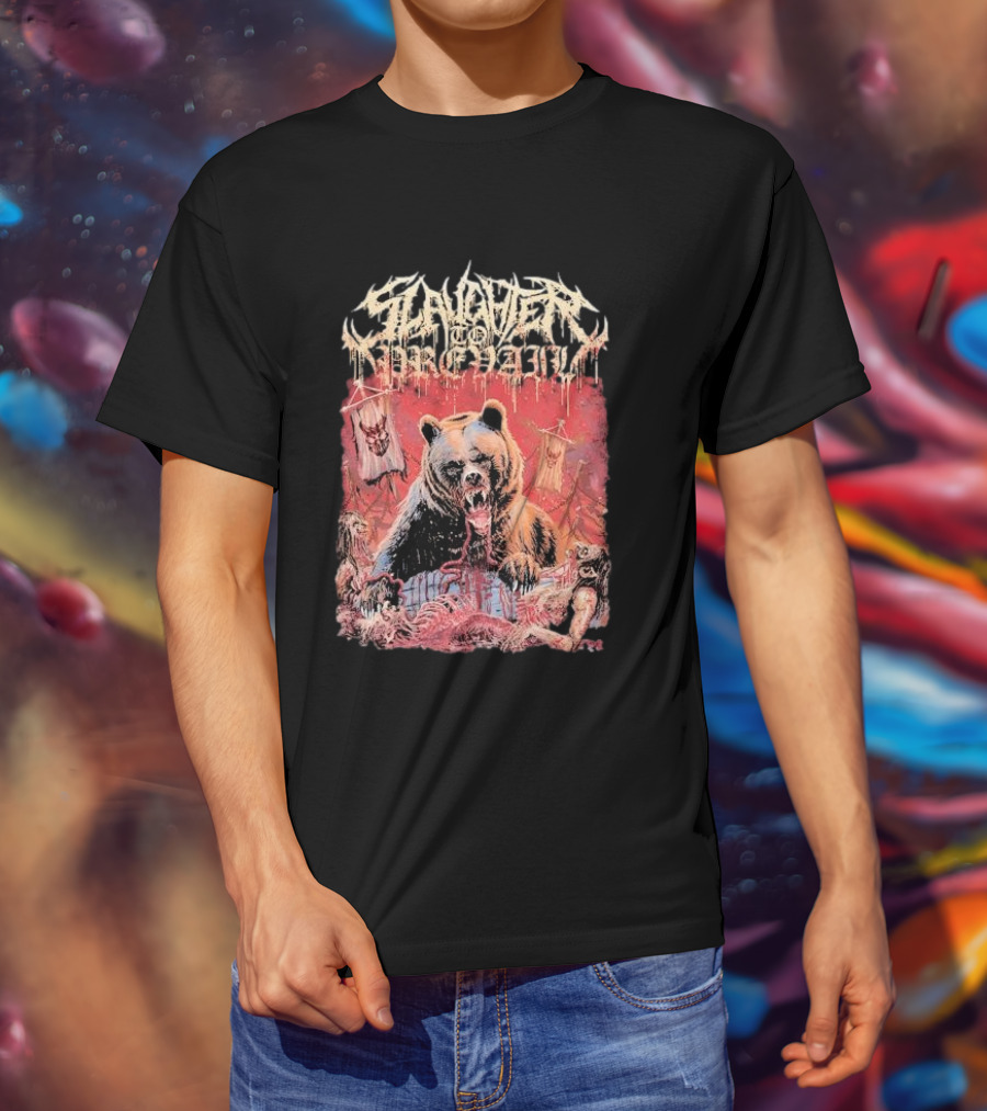 Slaughter To Prevail Bear With Blood-Soaked Banner Background T-Shirt
