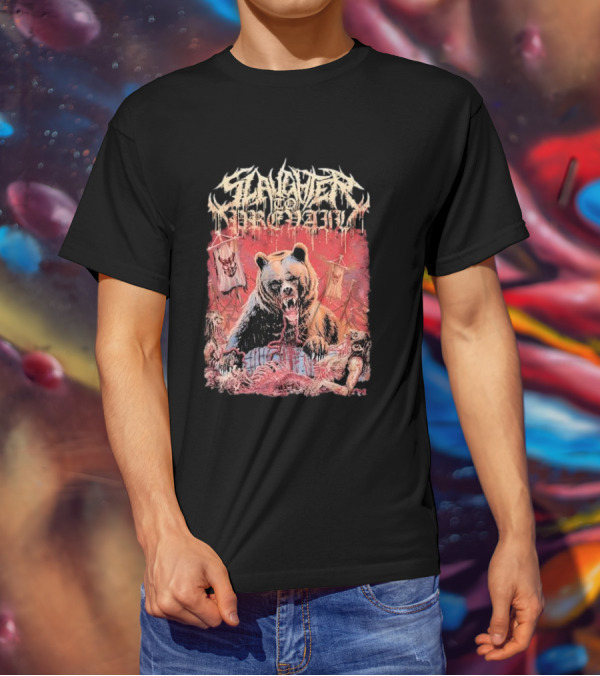 Slaughter To Prevail Bear With Blood-Soaked Banner Background T-Shirt