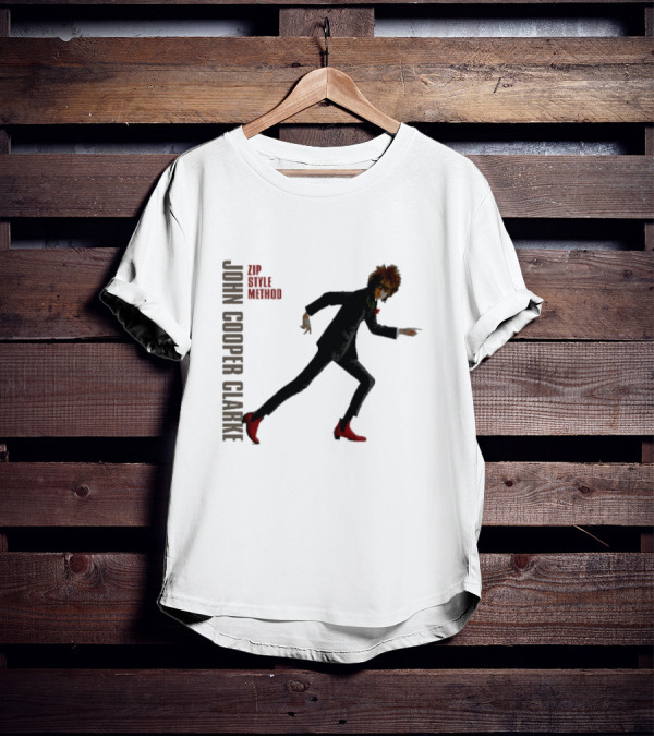 John Cooper Clarke Zip Style Method Dynamic Pose In Red Boots T-Shirt
