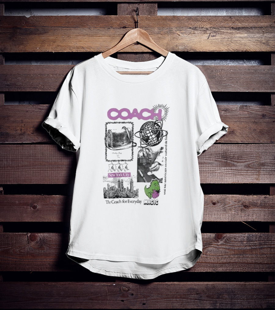 New York City COACH Vrai Sac Américain En Cuir Naturel The Coach For Everyday Magic T-Shirt