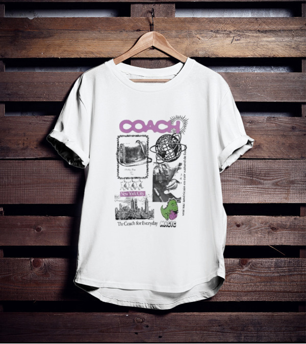 New York City COACH Vrai Sac Américain En Cuir Naturel The Coach For Everyday Magic T-Shirt