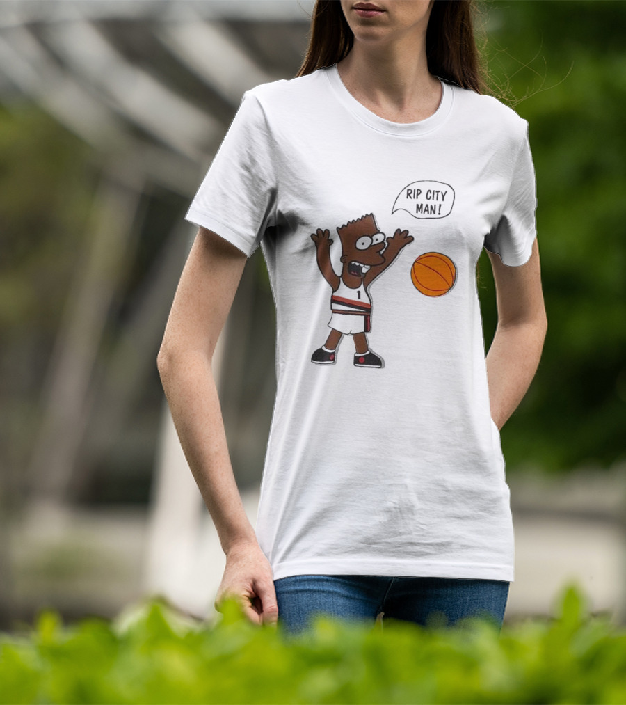 Rip City Man Bart Simpson Basketball Player With Orange Ball T-Shirt