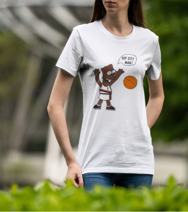 Rip City Man Bart Simpson Basketball Player With Orange Ball T-Shirt