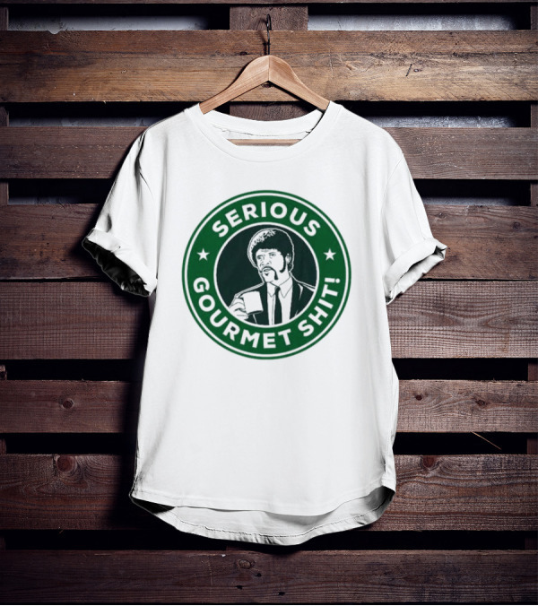 Serious Gourmet Shit Coffee Cup Meme Green Circle Emblem T-Shirt
