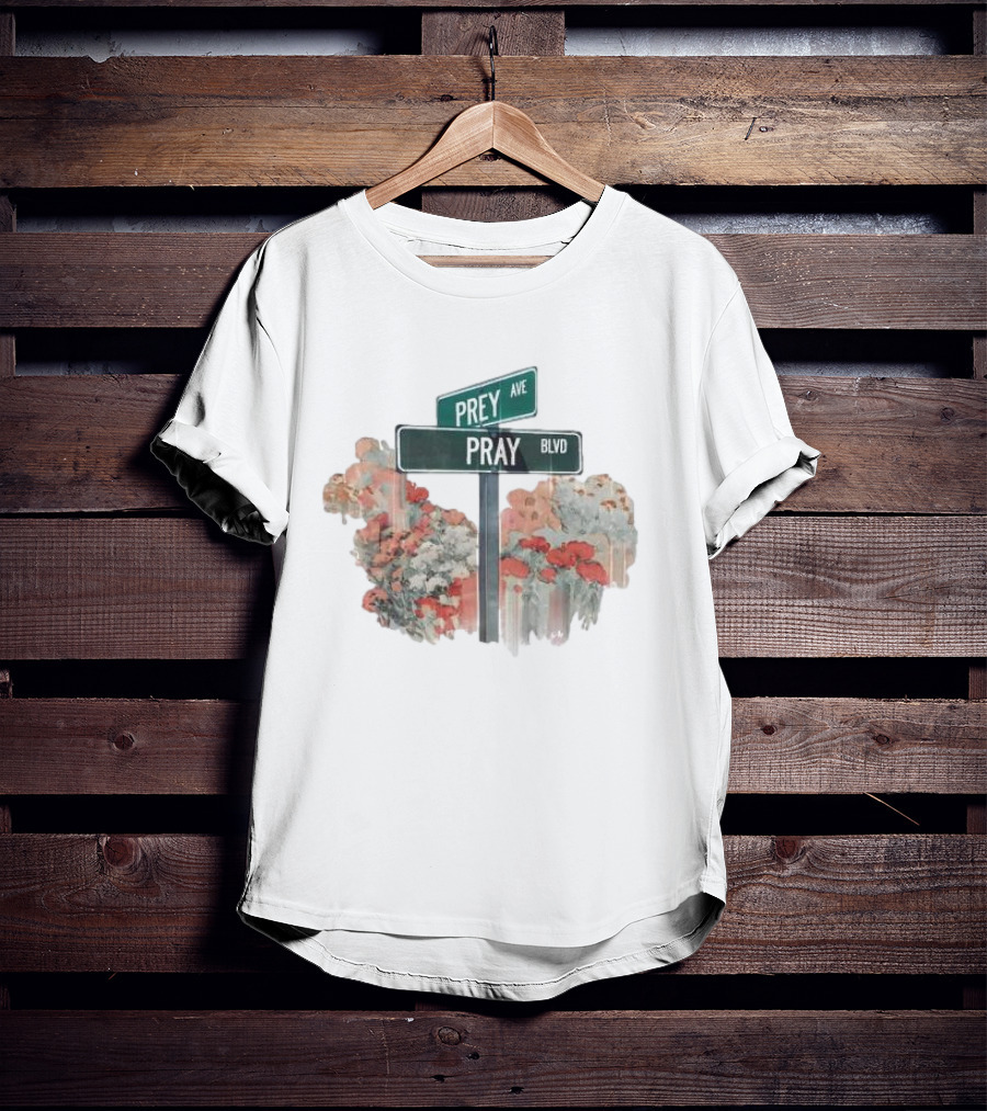 Pray Boulevard Prey Avenue Floral Street Sign Snapshot SS Knit T-Shirt