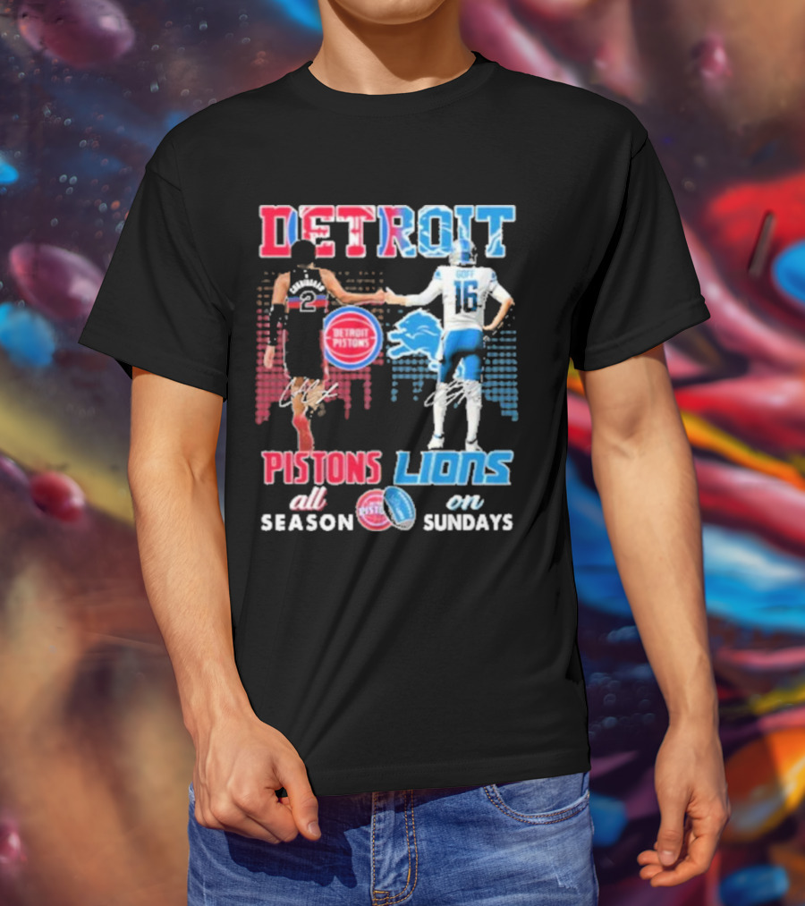 Detroit Pistons Lions All Season On Sundays T-Shirt