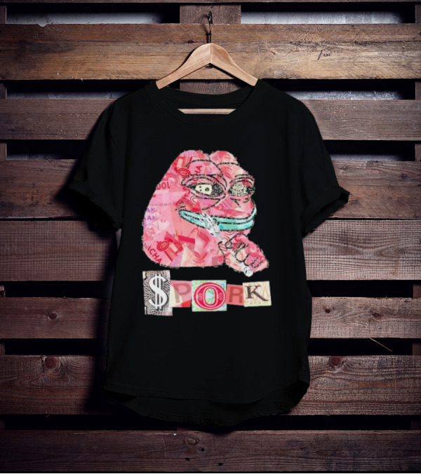 Pauly Spork Frog With Collage Pattern And Iconic Symbolism T-Shirt