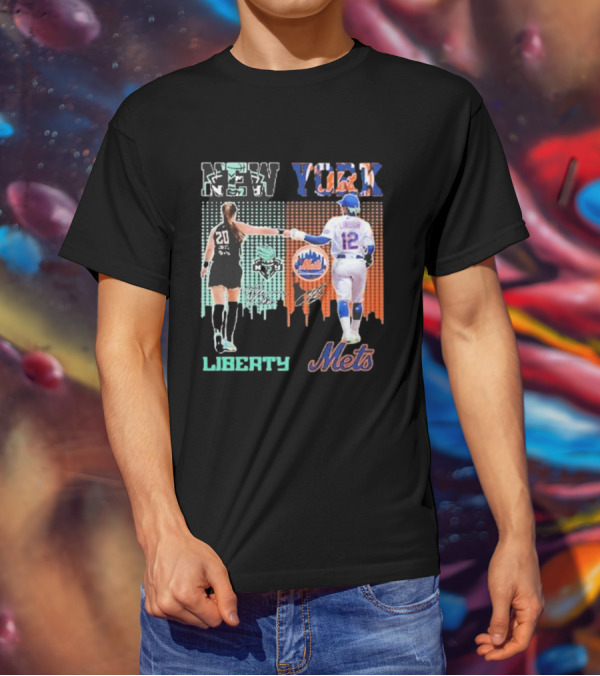New York Liberty Sabrina Ionescu Francisco Lindor Mets T-Shirt