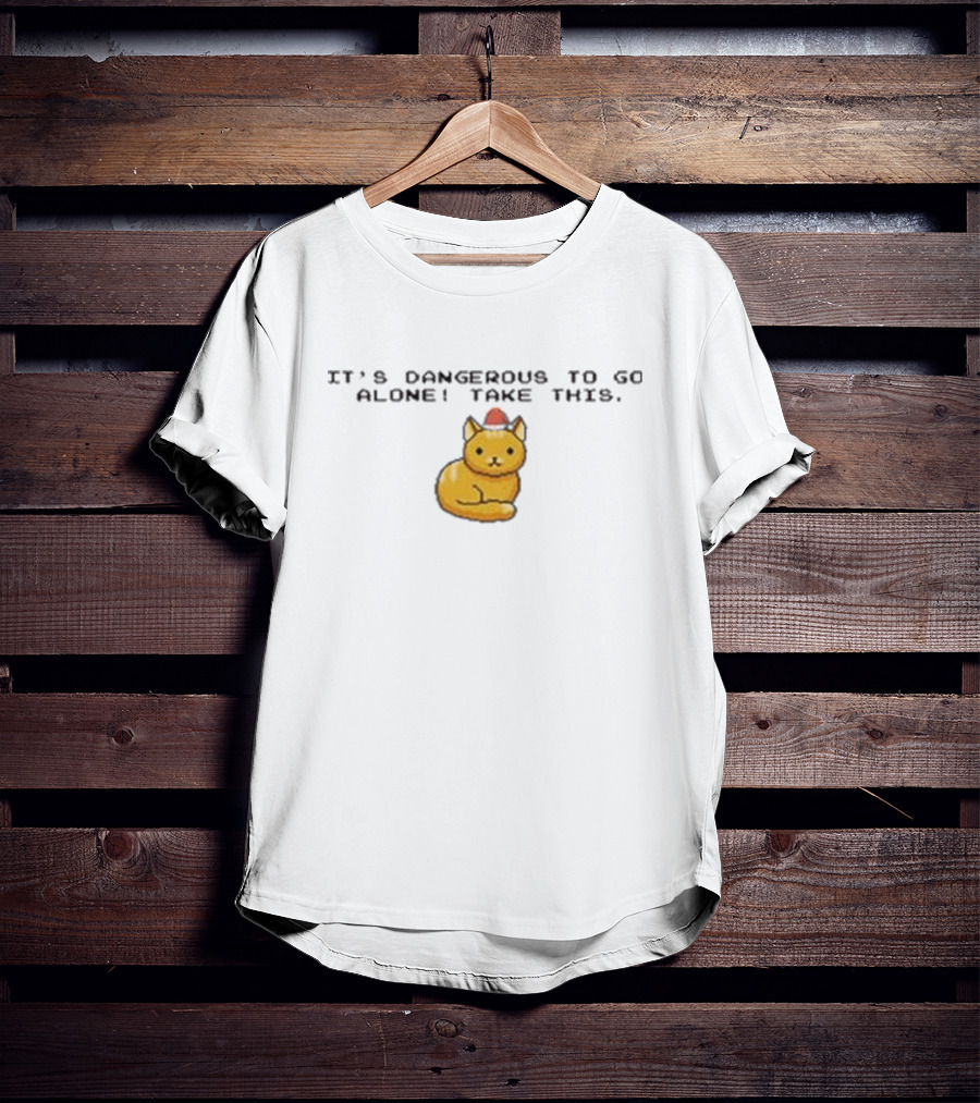 It's Dangerous To Go Alone Take This Cat Pixel T-Shirt