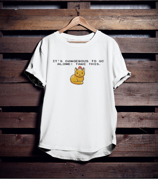 It's Dangerous To Go Alone Take This Cat Pixel T-Shirt