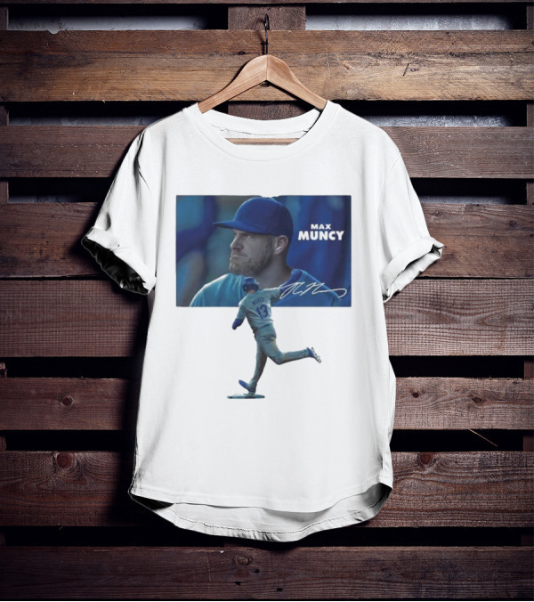 Max Muncy Baseball Figurine And Signature Photo T-Shirt
