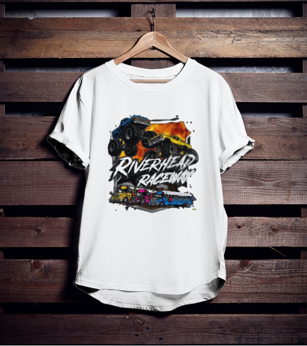 Monster Trucks And Busses At Riverhead Raceway Explosive Action T-Shirt