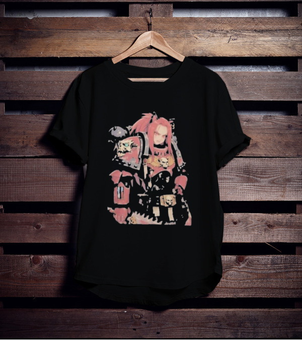 Female Space Marine Waifu Warrior With Skull Armor T-Shirt