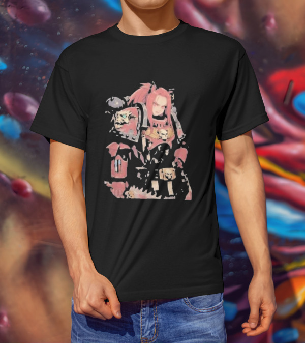 Female Space Marine Waifu Warrior With Skull Armor T-Shirt