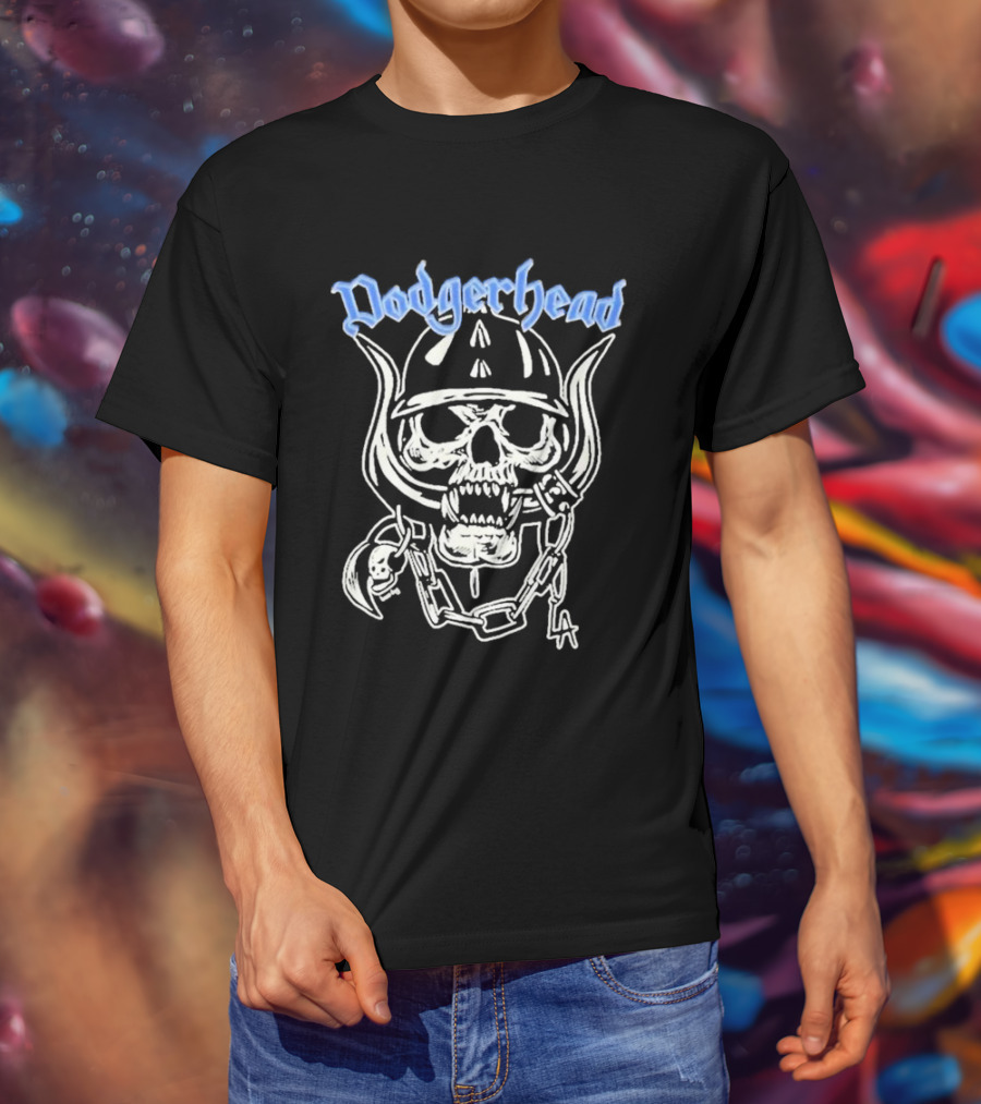 Dodgerhead Los Angeles Dodgers Skull Chain Helmet T-Shirt
