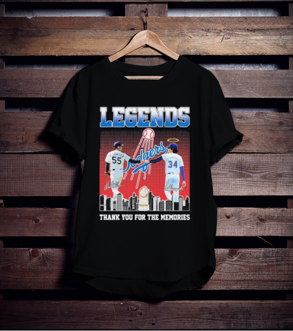 Legends Dodgers Orel Hershiser Fernando Valenzuela Thank You For The Memories T-Shirt
