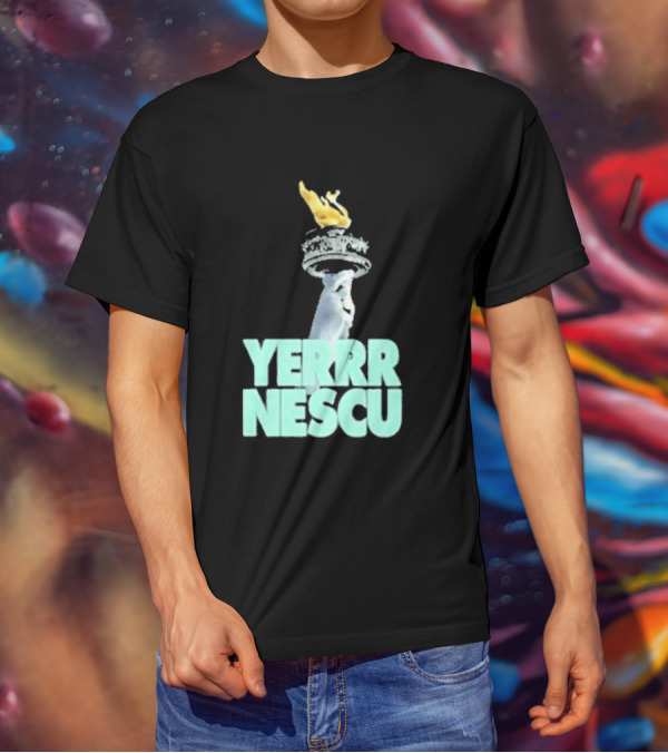 Sabrina Rocking The YERRR NESCU Statue Of Liberty Torch Flame T-Shirt