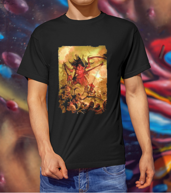 War Zone Octarius Rising Tide Black Tyranid Artwork Battle Scene T-Shirt