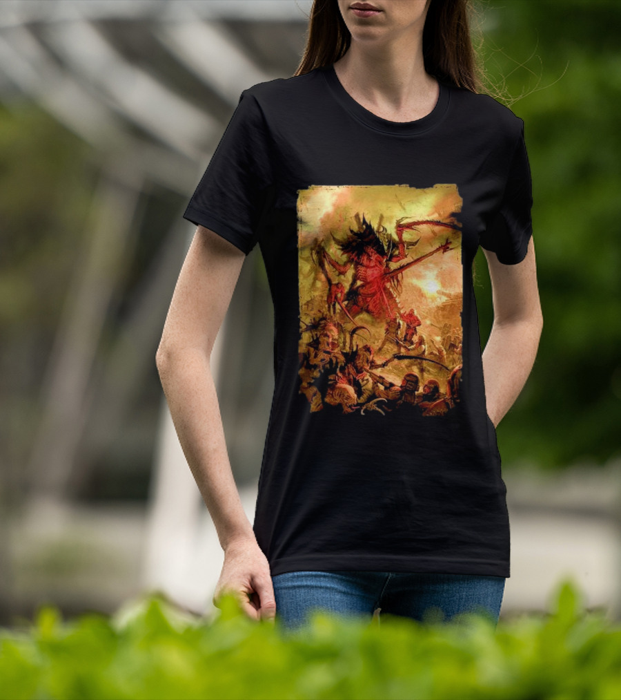 War Zone Octarius Rising Tide Black Tyranid Artwork Battle Scene T-Shirt