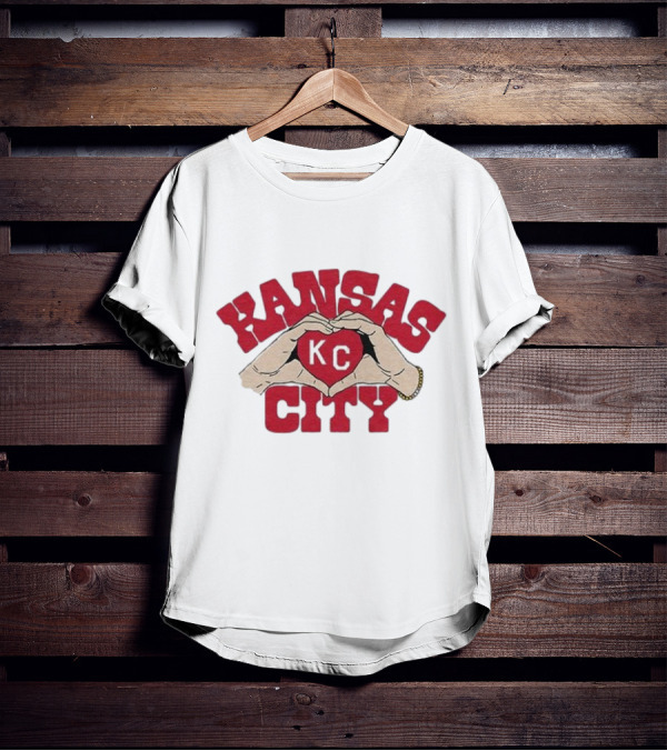 Kansas City KC Heart Hands Charlie Hustle Adults T-Shirt