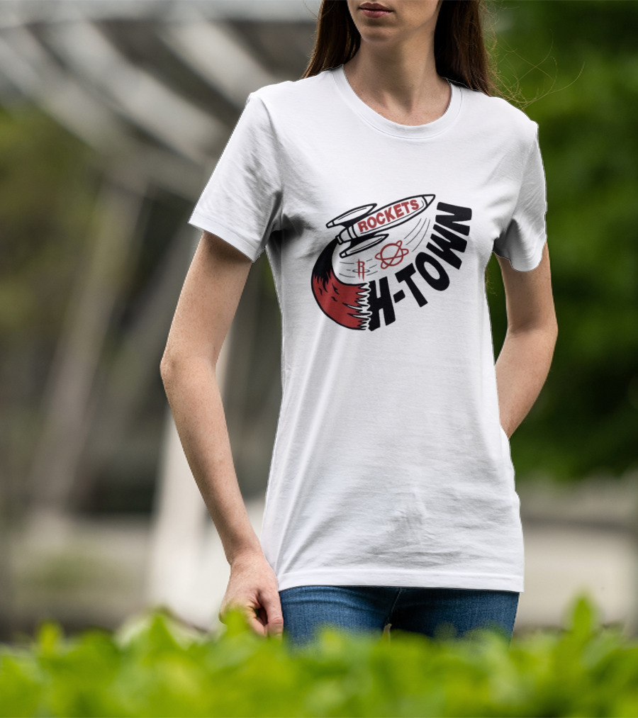 Houston Rockets H-Town Rocketship Orbit T-Shirt