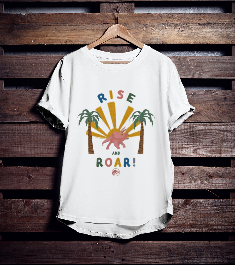 Jurassic Park Rise And Roar Toddler Triceratops And Palm Trees T-Shirt