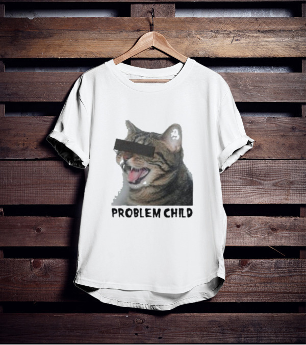 PROBLEM CHILD Cat Meme Censored Face T-Shirt