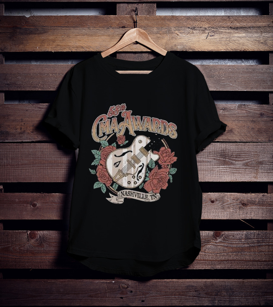 58th CMA Awards Nashville TN Guitar And Roses T-Shirt
