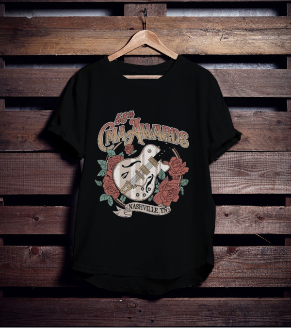 58th CMA Awards Nashville TN Guitar And Roses T-Shirt