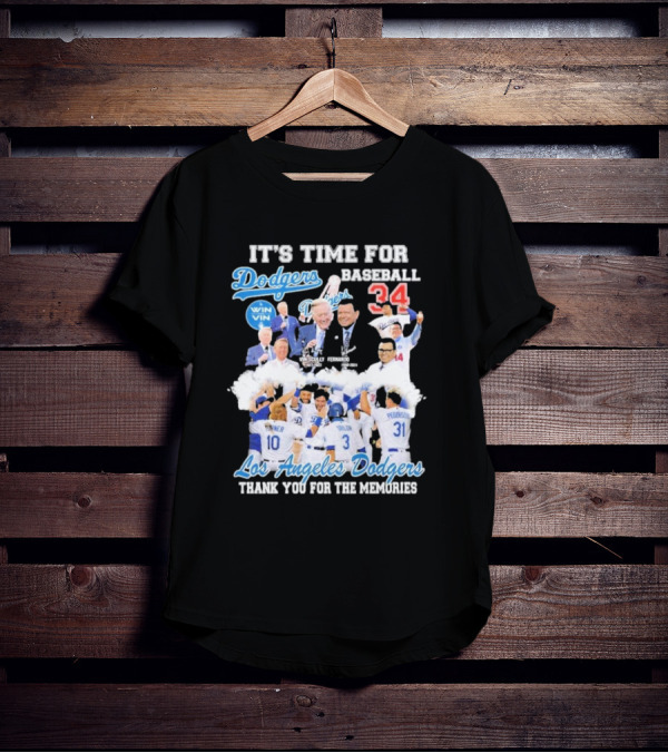 IT'S TIME FOR BASEBALL LOS ANGELES DODGERS VIN SCULLY FERNANDO VALENZUELA 34 THANK YOU FOR THE MEMORIES T-Shirt