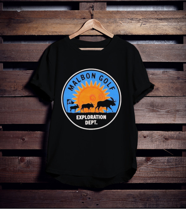 Malbon Golf Exploration Dept Moose Silhouette With Sun Background T-Shirt