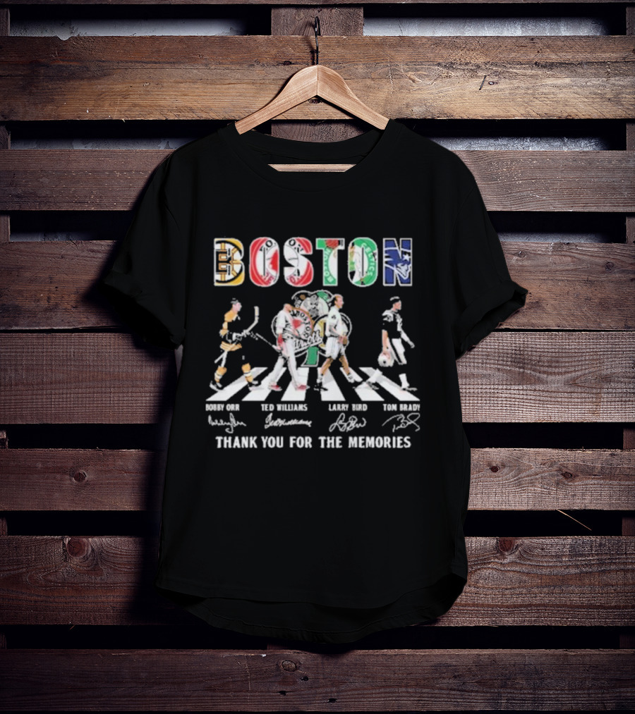 Boston Bobby Orr Ted Williams Larry Bird Tom Brady Thank You For The Memories T-Shirt