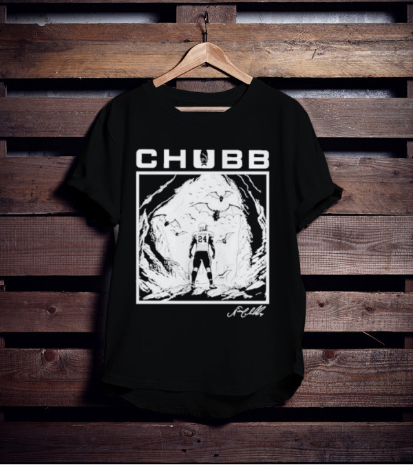 Chubb 24 Cleveland Football Bat Cave Fantasy Scene T-Shirt
