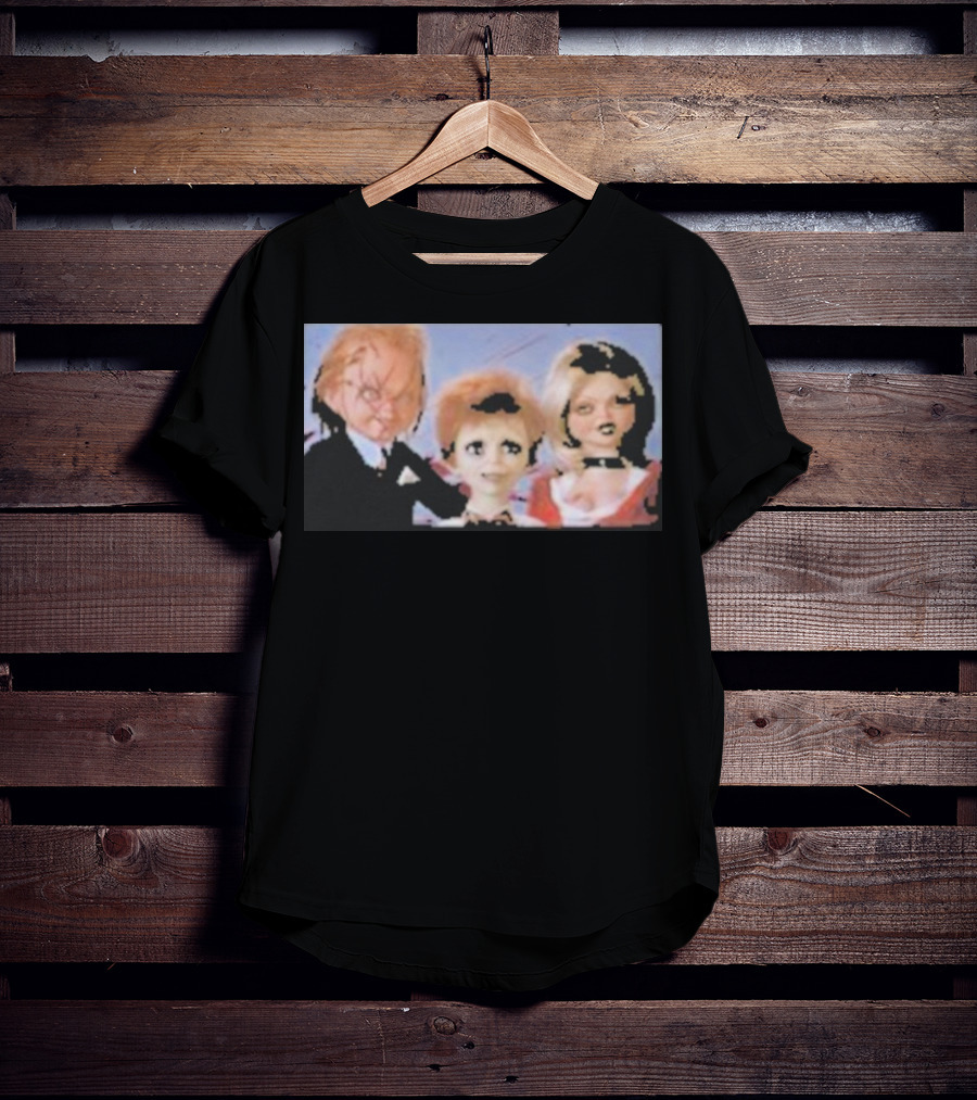 Chucky And Family Horror Characters In Distorted Family T-Shirt