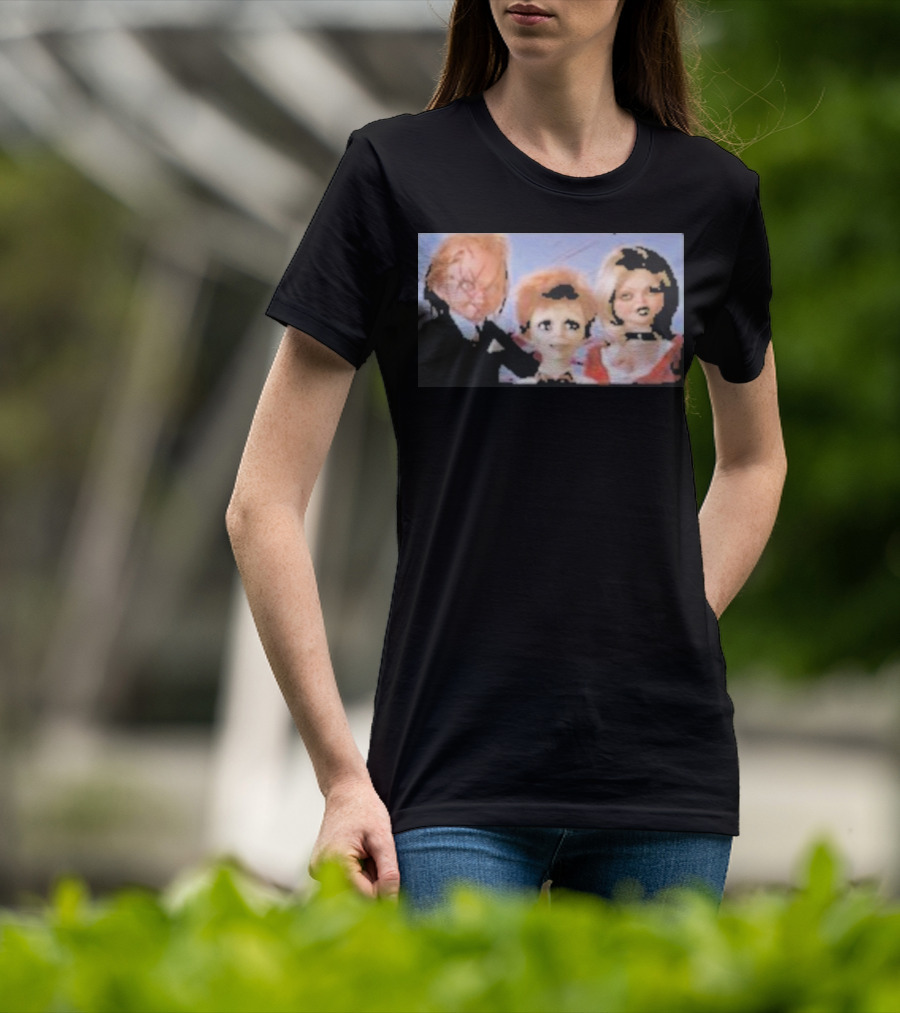 Chucky And Family Horror Characters In Distorted Family T-Shirt