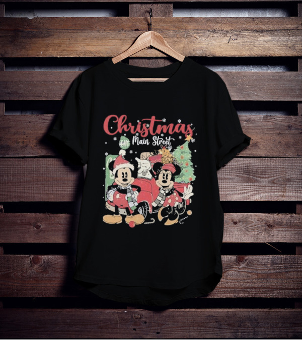 Christmas On Main Street With Mickey And Minnie Disney Holiday T-Shirt