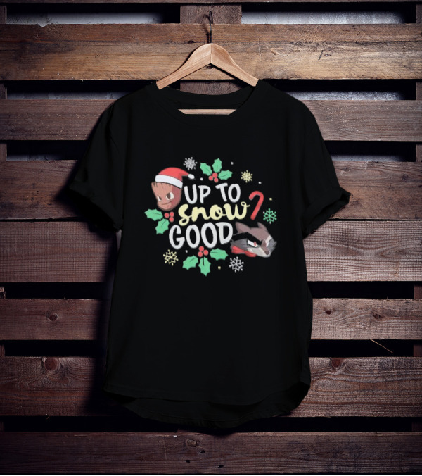 Groot And Rocket Up To Snow Good Guardians Christmas Holiday T-Shirt