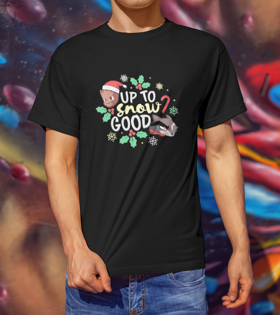 Groot And Rocket Up To Snow Good Guardians Christmas Holiday T-Shirt