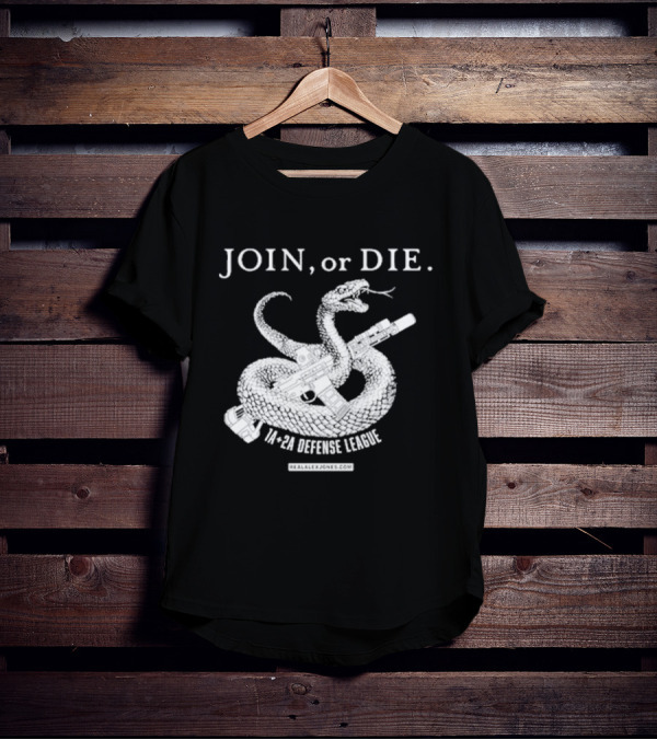 Join Or Die 1A + 2A Defense League Snake Rifle RealAlexJones T-Shirt