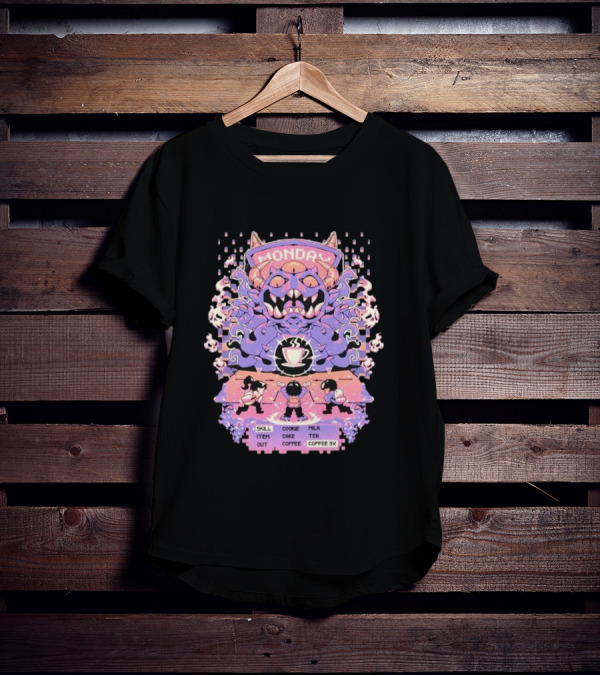 Monday Coffee Battle Monster Skill Cookie Milk Tea Coffee 3X T-Shirt