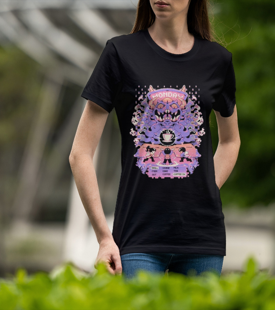 Monday Coffee Battle Monster Skill Cookie Milk Tea Coffee 3X T-Shirt