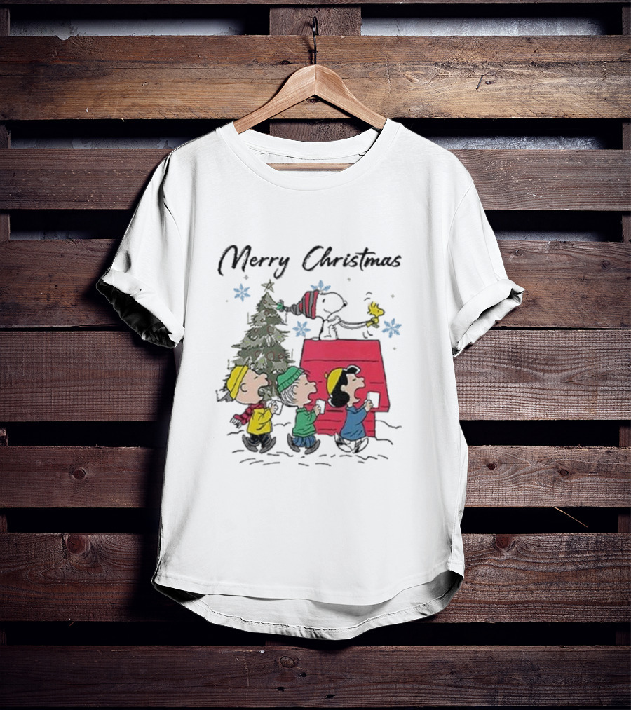 Merry Christmas Snoopy And Friends Winter Scene T-Shirt
