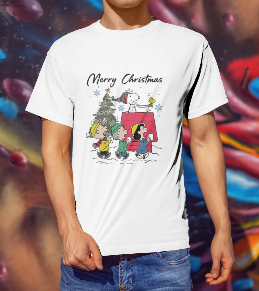 Merry Christmas Snoopy And Friends Winter Scene T-Shirt
