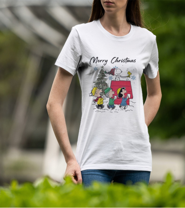 Merry Christmas Snoopy And Friends Winter Scene T-Shirt