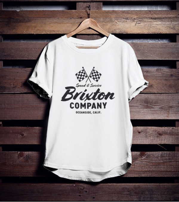 Speed And Service Brixton Company Oceanside Calif Racing Flags T-Shirt