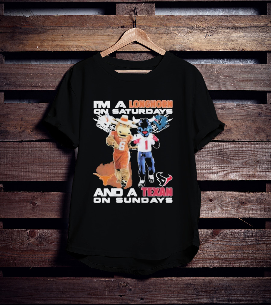 Longhorn On Saturdays Texan On Sundays Football Fan T-Shirt